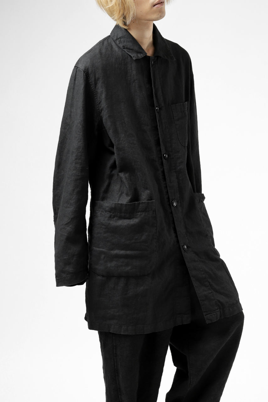 ISAMU KATAYAMA BACKLASH WORK COAT / GARMENT NATURAL DYED LINEN (SUMI)