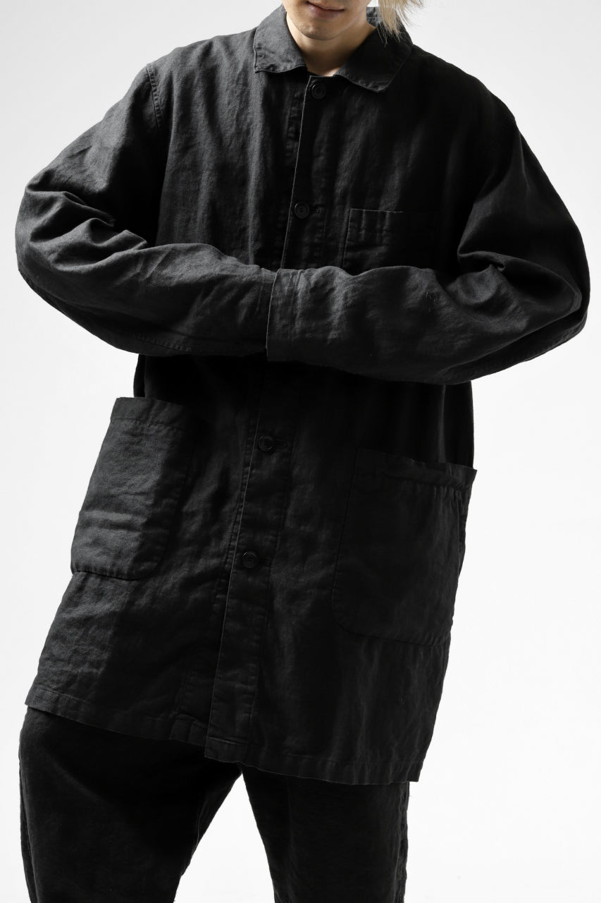 ISAMU KATAYAMA BACKLASH WORK COAT / GARMENT NATURAL DYED LINEN (SUMI)