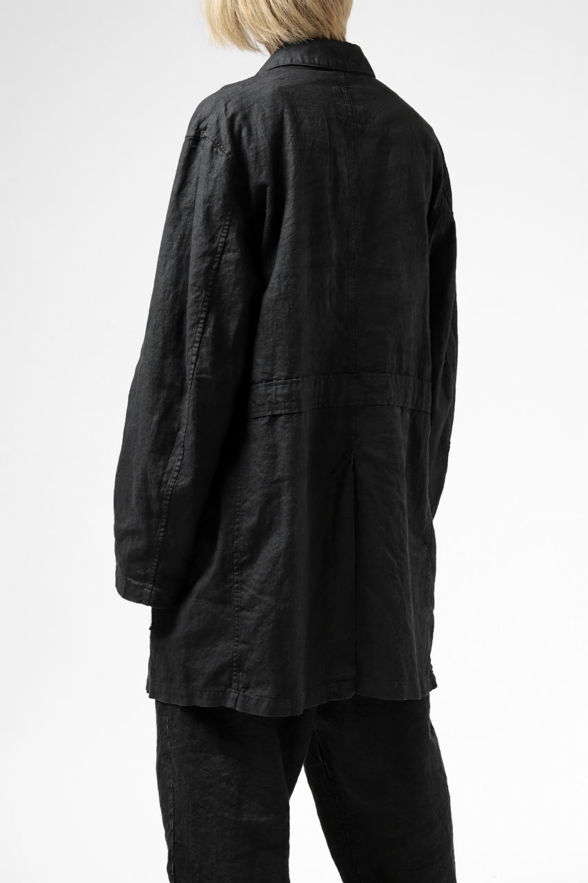 ISAMU KATAYAMA BACKLASH WORK COAT / GARMENT NATURAL DYED LINEN (SUMI)