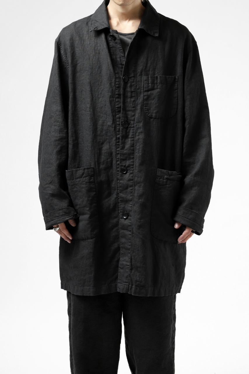 ISAMU KATAYAMA BACKLASH WORK COAT / GARMENT NATURAL DYED LINEN (SUMI)