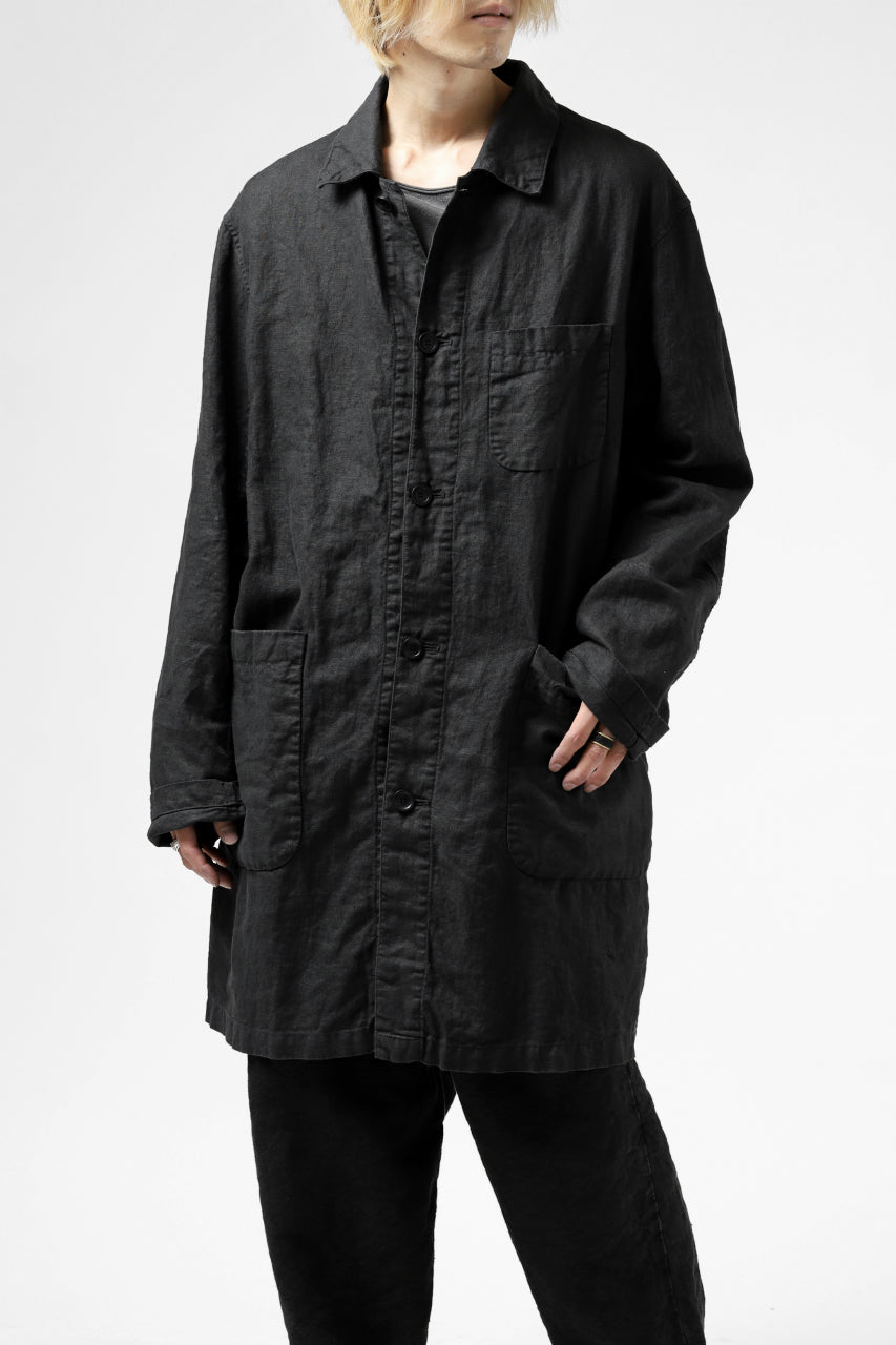 ISAMU KATAYAMA BACKLASH WORK COAT / GARMENT NATURAL DYED LINEN (SUMI)