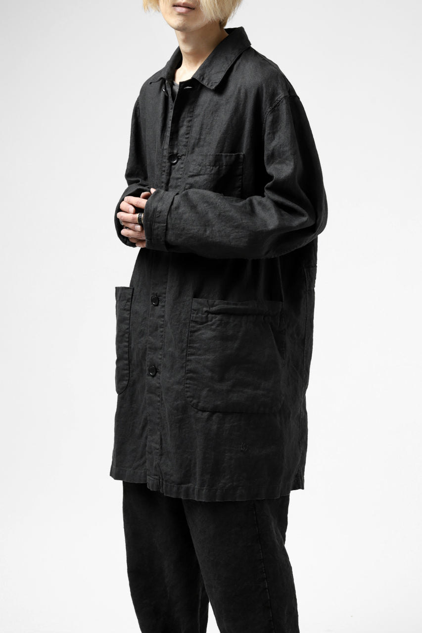 ISAMU KATAYAMA BACKLASH WORK COAT / GARMENT NATURAL DYED LINEN (SUMI)