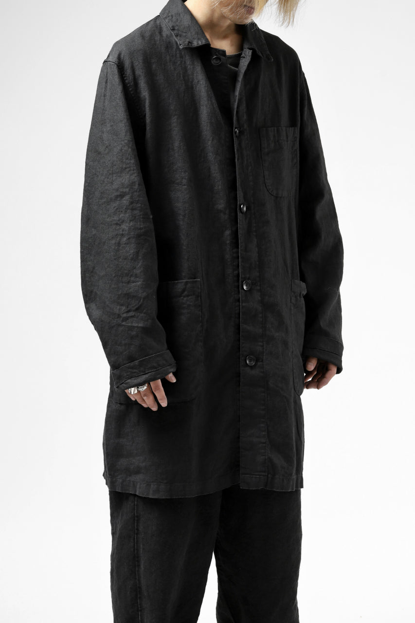 ISAMU KATAYAMA BACKLASH WORK COAT / GARMENT NATURAL DYED LINEN (SUMI)