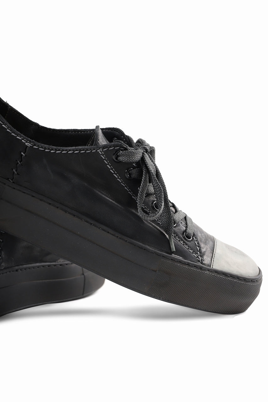 incarnation exclusive LOW CUT LACE UP SNEAKER / HORSE FULL GRAIN (PIECE DYED BLACK)