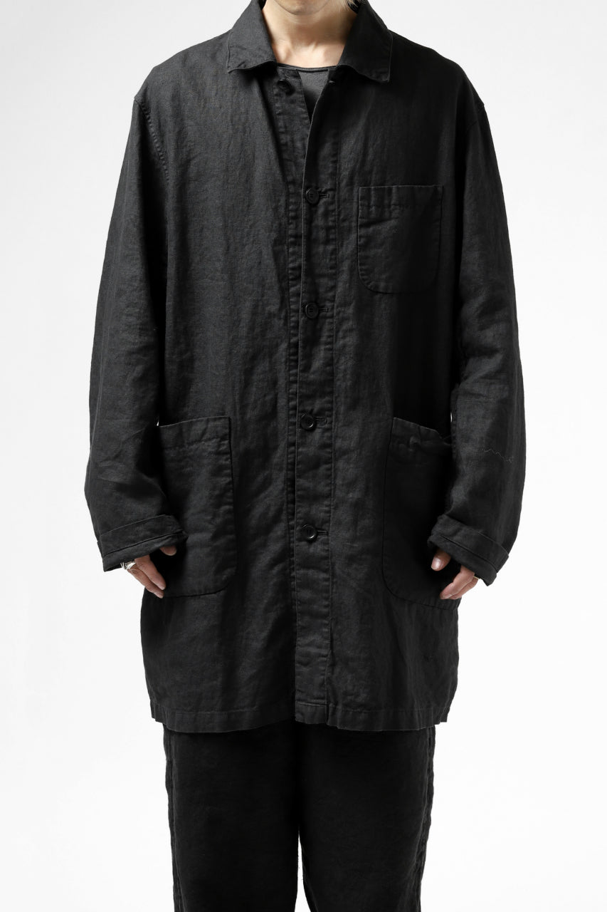 ISAMU KATAYAMA BACKLASH WORK COAT / GARMENT NATURAL DYED LINEN (SUMI)