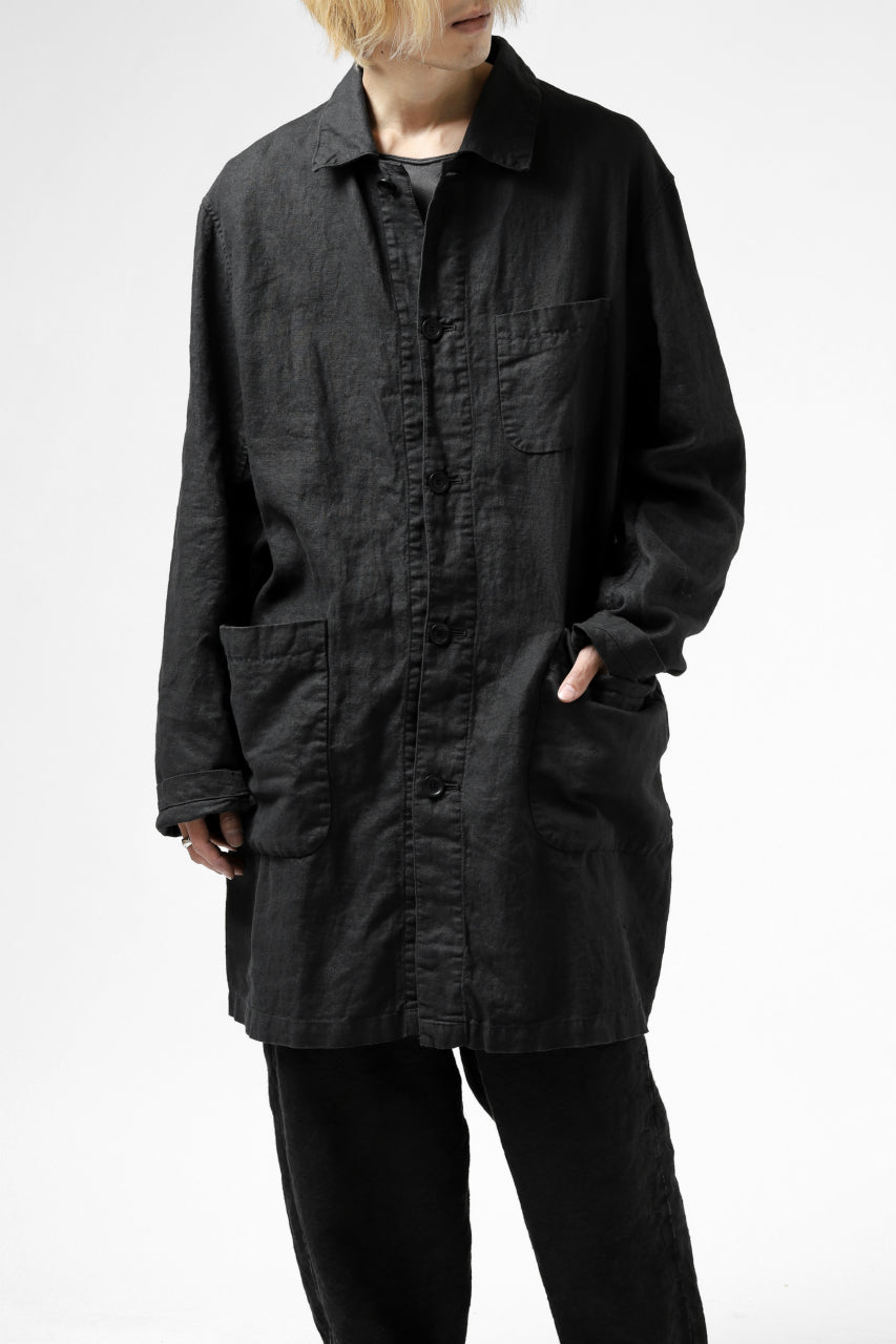 ISAMU KATAYAMA BACKLASH WORK COAT / GARMENT NATURAL DYED LINEN (SUMI)