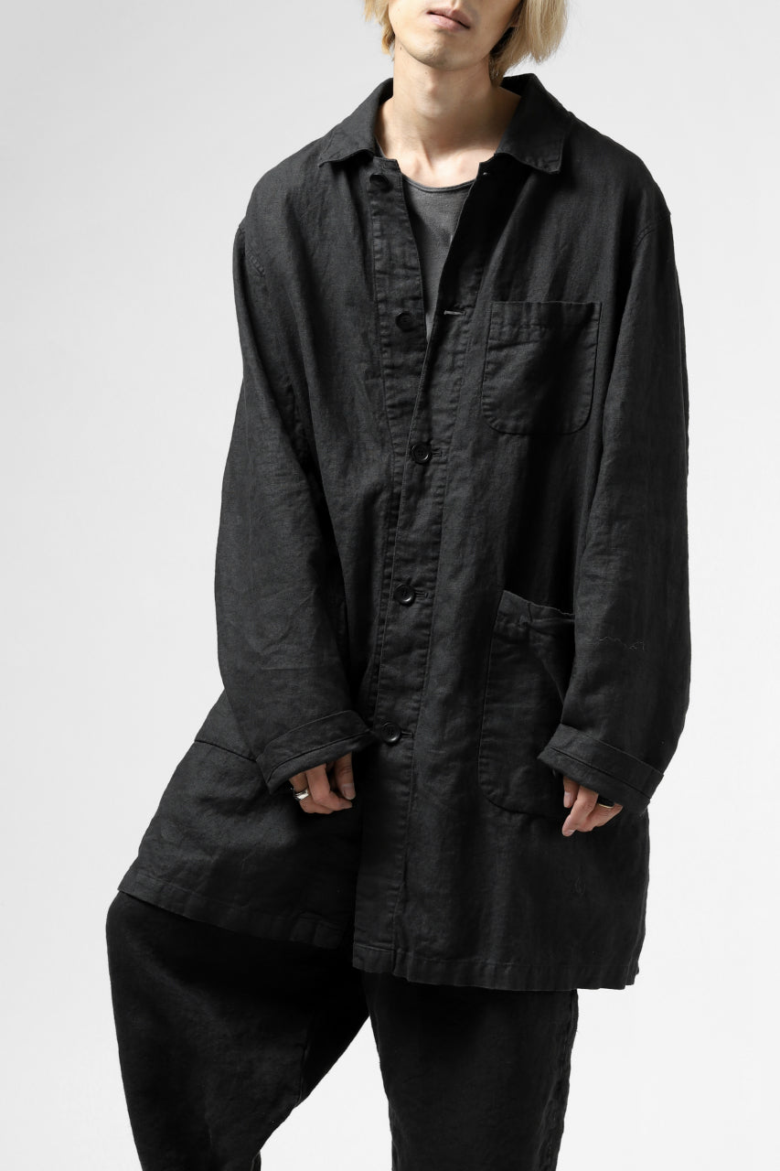 ISAMU KATAYAMA BACKLASH WORK COAT / GARMENT NATURAL DYED LINEN (SUMI)