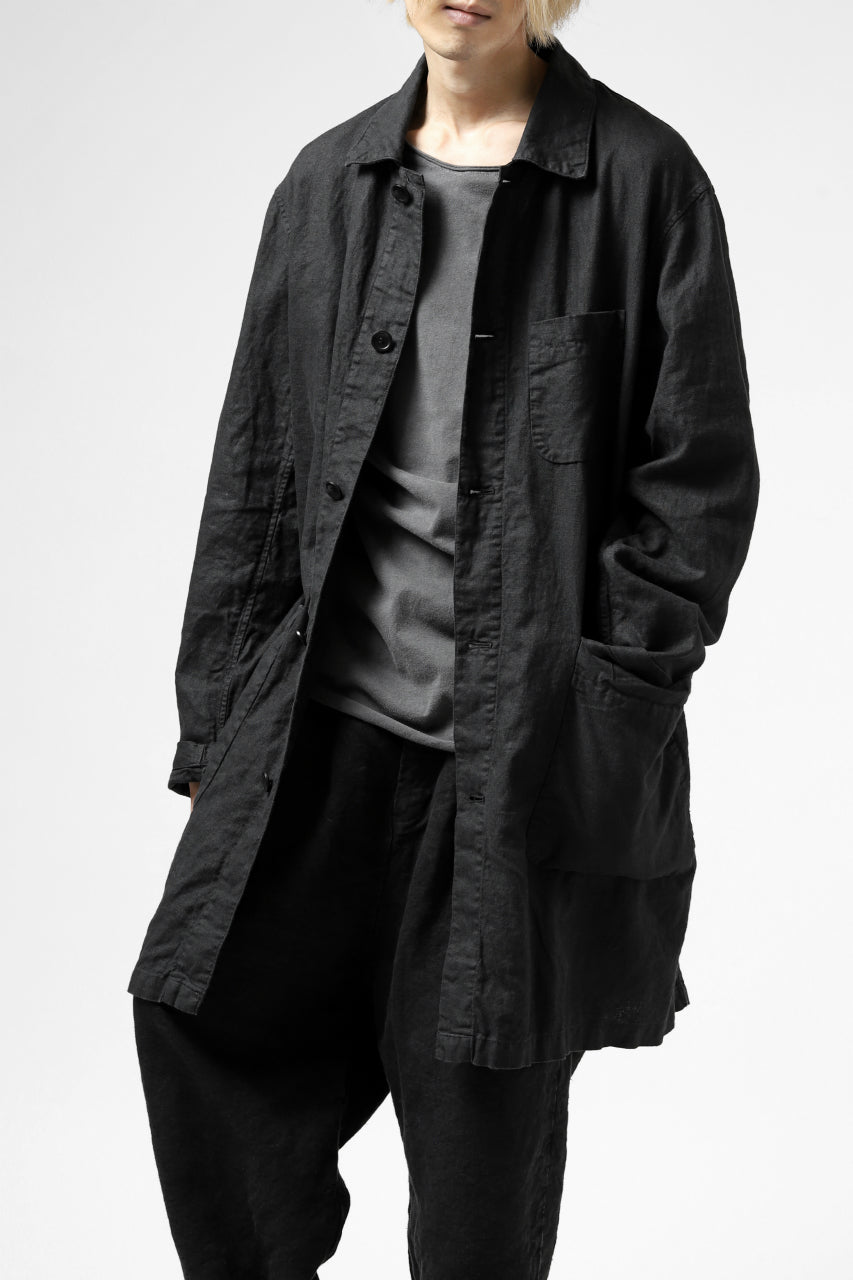 ISAMU KATAYAMA BACKLASH WORK COAT / GARMENT NATURAL DYED LINEN (SUMI)