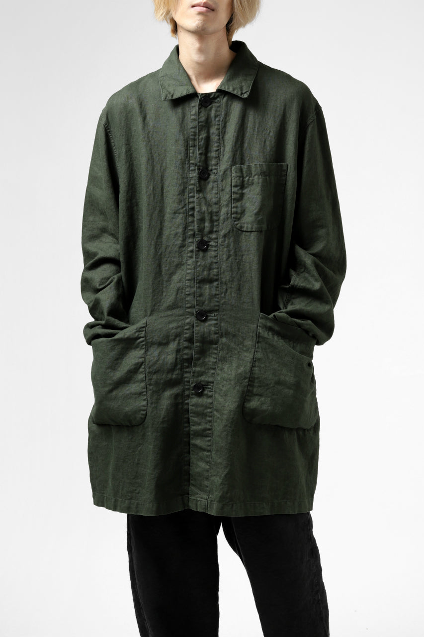 ISAMU KATAYAMA BACKLASH WORK COAT / GARMENT NATURAL DYED LINEN (LEAF)