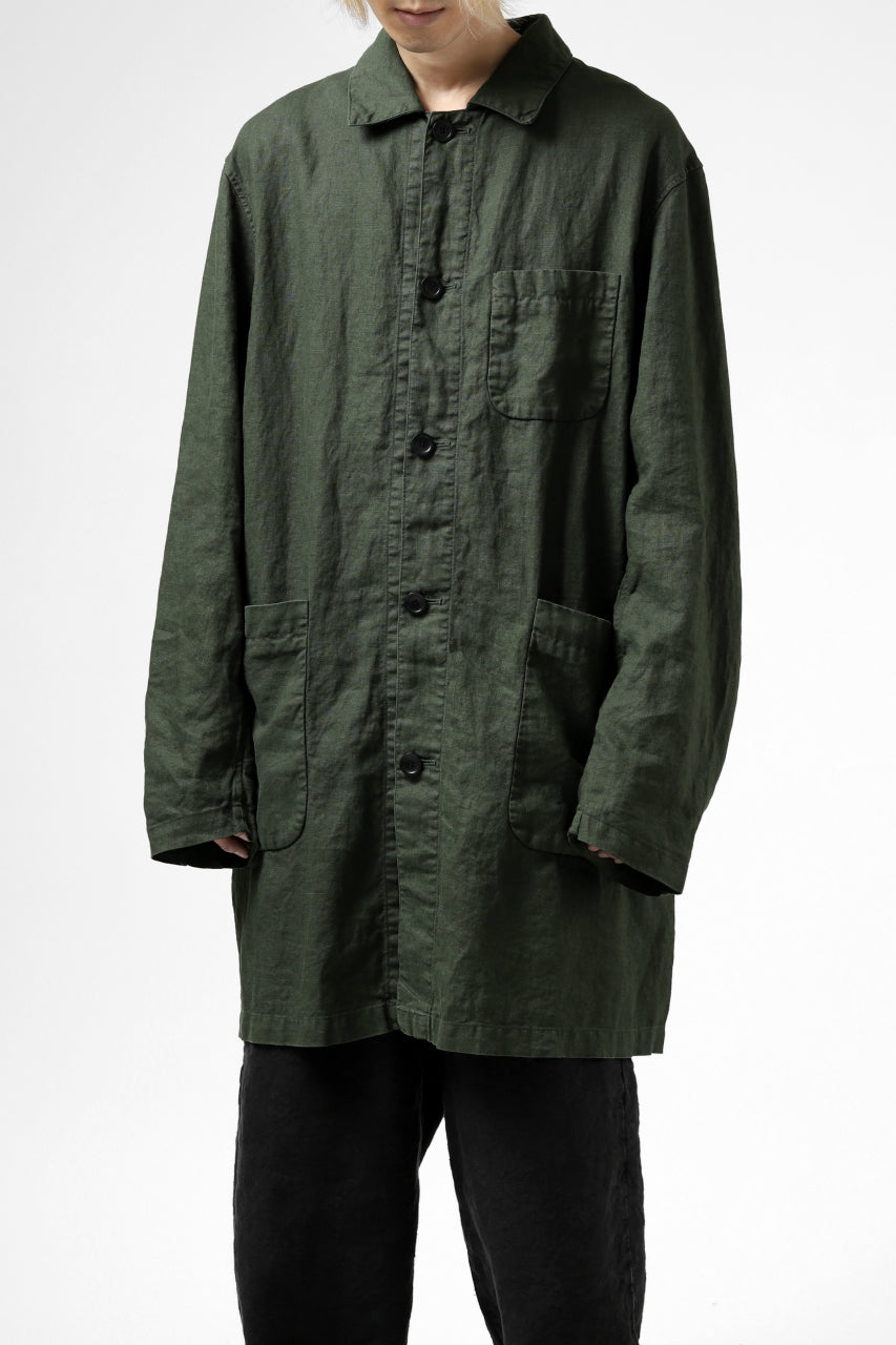 ISAMU KATAYAMA BACKLASH WORK COAT / GARMENT NATURAL DYED LINEN (LEAF)