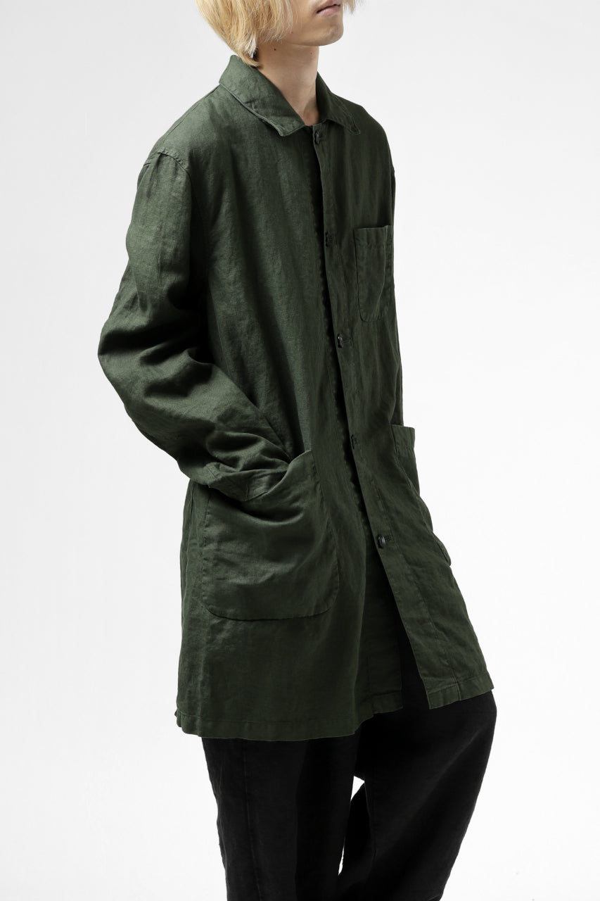 ISAMU KATAYAMA BACKLASH WORK COAT / GARMENT NATURAL DYED LINEN (LEAF)