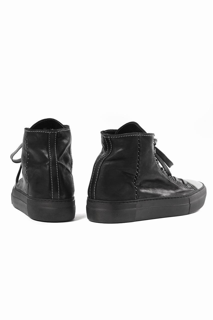 incarnation exclusive HIGH CUT LACE UP SNEAKER / HORSE FULL GRAIN (PIECE DYED BLACK)