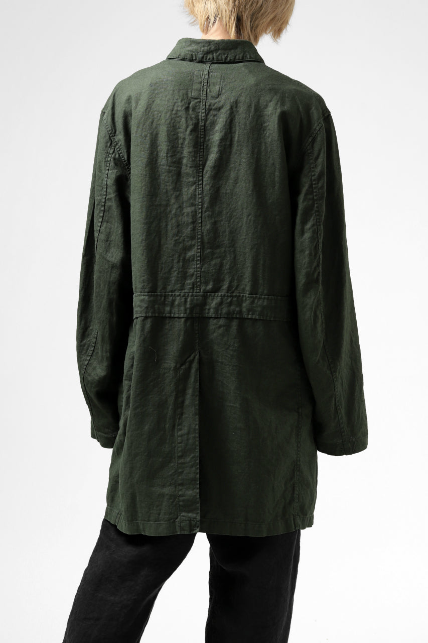 ISAMU KATAYAMA BACKLASH WORK COAT / GARMENT NATURAL DYED LINEN (LEAF)