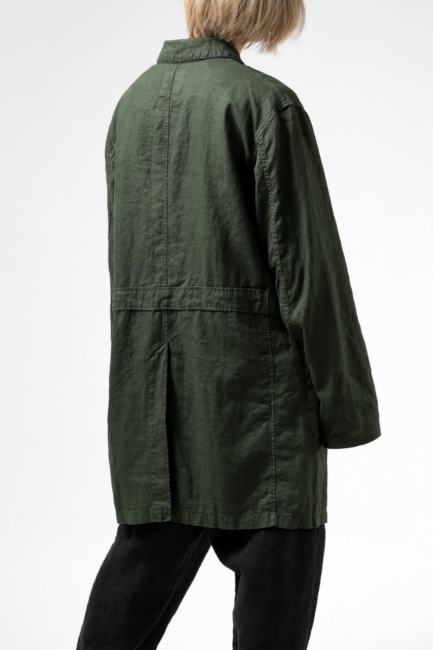 ISAMU KATAYAMA BACKLASH WORK COAT / GARMENT NATURAL DYED LINEN (LEAF)