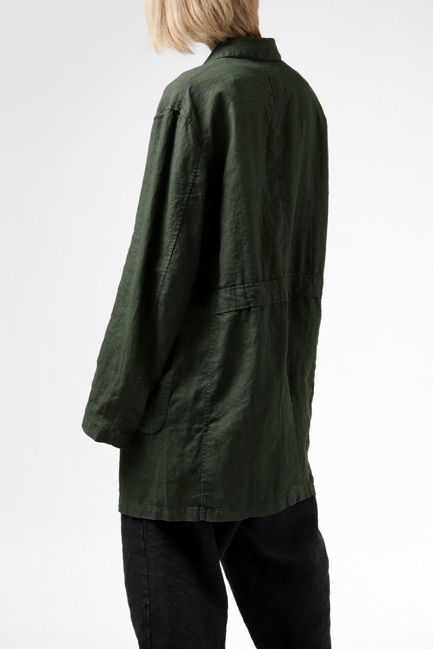 ISAMU KATAYAMA BACKLASH WORK COAT / GARMENT NATURAL DYED LINEN (LEAF)