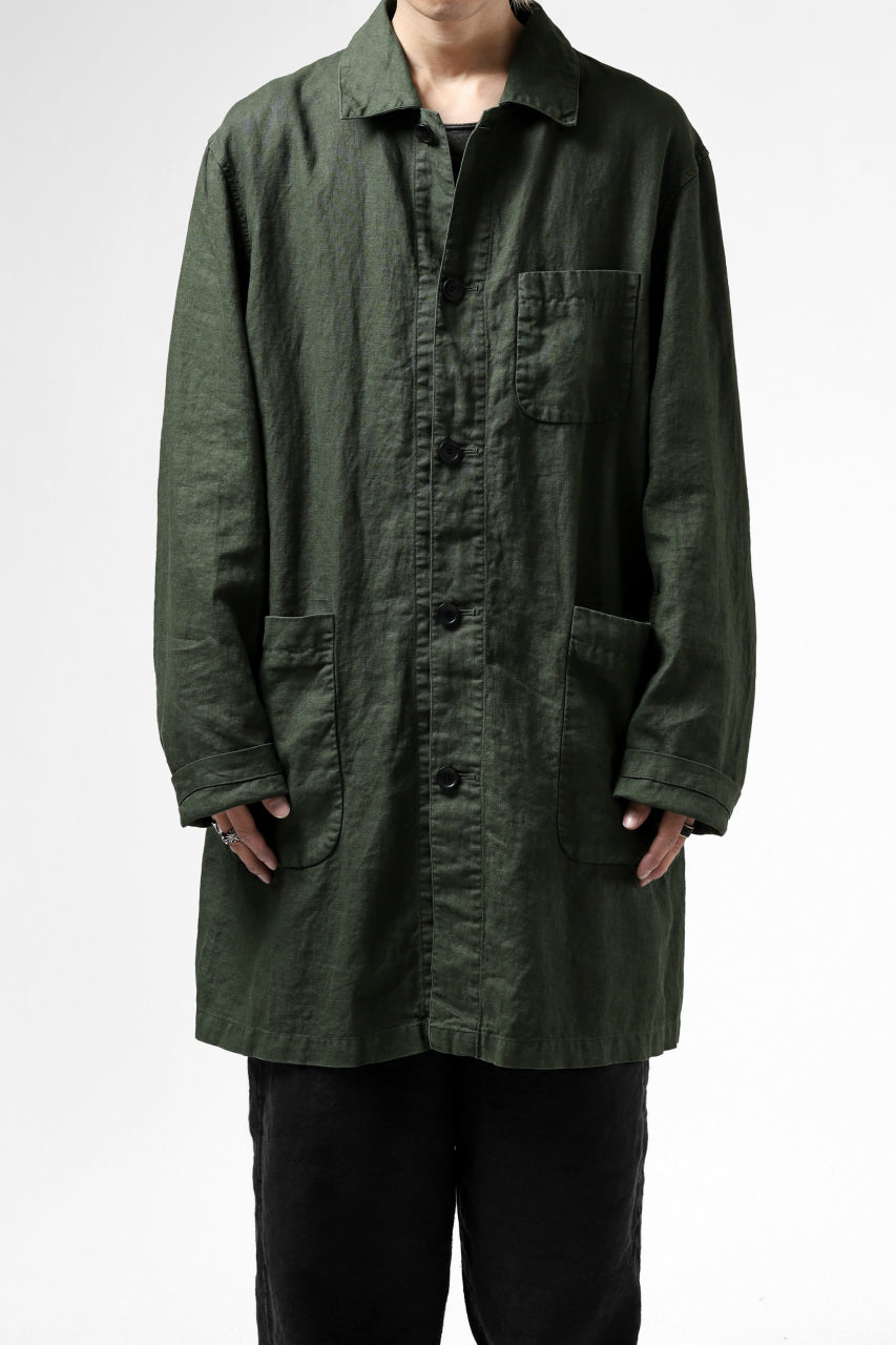 ISAMU KATAYAMA BACKLASH WORK COAT / GARMENT NATURAL DYED LINEN (LEAF)