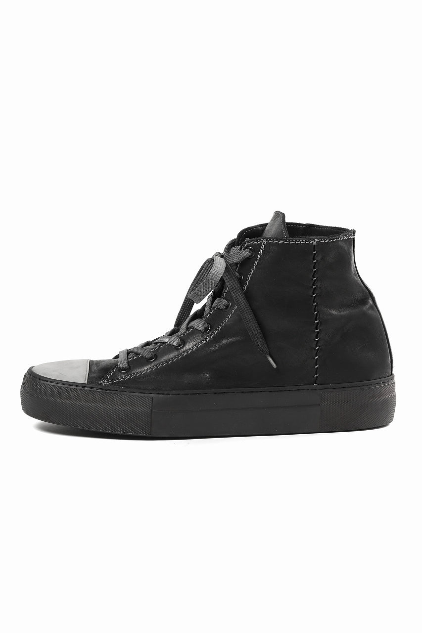 incarnation exclusive HIGH CUT LACE UP SNEAKER / HORSE FULL GRAIN (PIECE DYED BLACK)