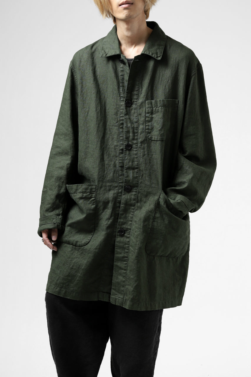 ISAMU KATAYAMA BACKLASH WORK COAT / GARMENT NATURAL DYED LINEN (LEAF)