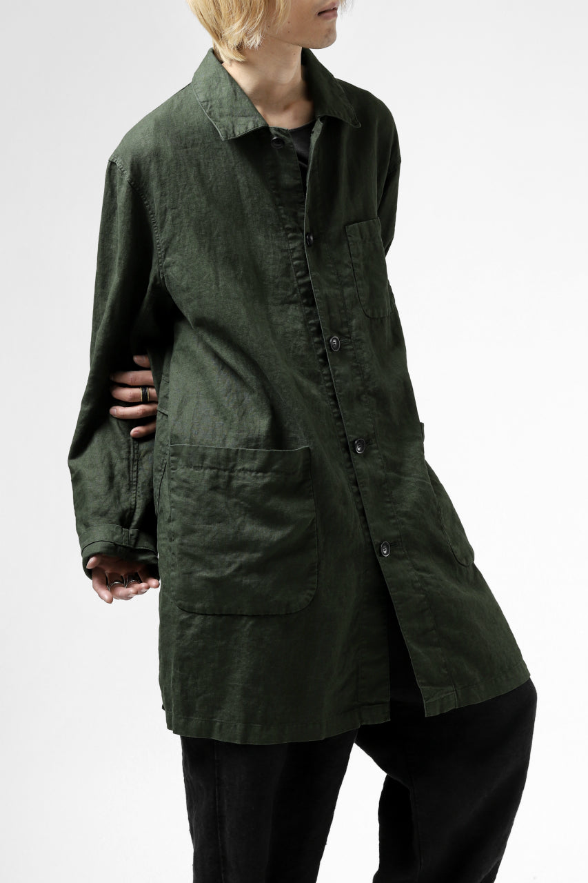 ISAMU KATAYAMA BACKLASH WORK COAT / GARMENT NATURAL DYED LINEN (LEAF)