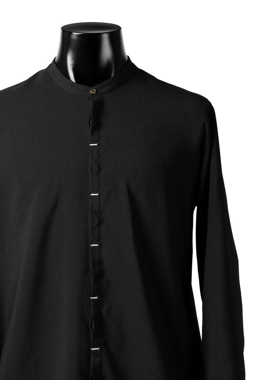 ierib deep slit long shirt / pure luster linen (BLACK)