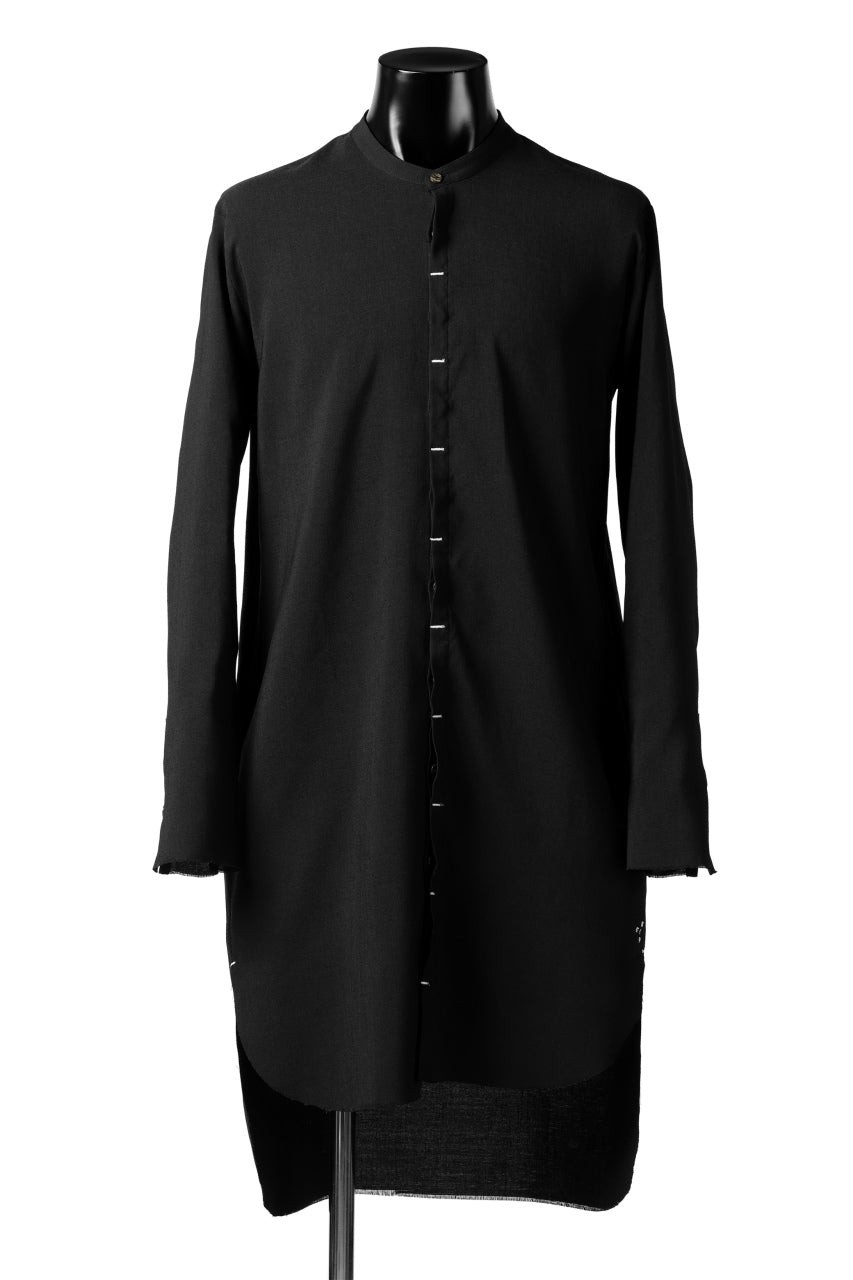 ierib deep slit long shirt / pure luster linen (BLACK)