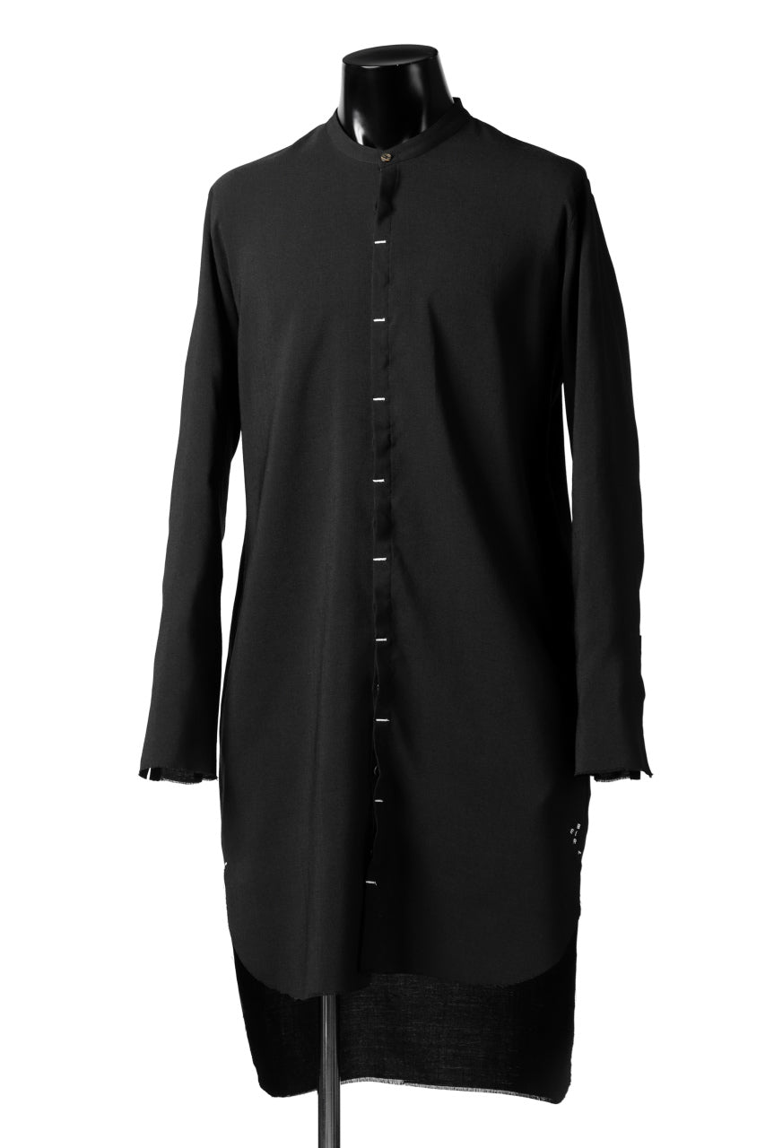 ierib deep slit long shirt / pure luster linen (BLACK)