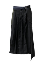 画像をギャラリービューアに読み込む, CHANGES VINTAGE REMAKE WRAP PLEATED SKIRT / ASSORT SLACKS FABRIC (MULTI BLACK )