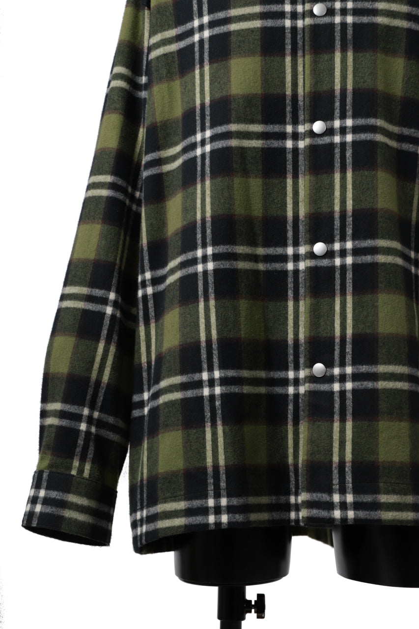 画像をギャラリービューアに読み込む, A.F ARTEFACT OVERSIZED CHECK SHIRT (KHAKI)