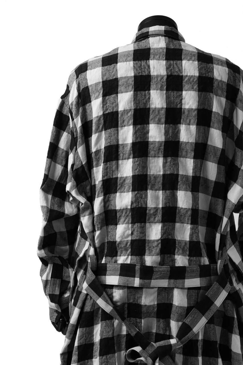 画像をギャラリービューアに読み込む, A.F ARTEFACT &quot;cell&quot; LONG GOWN CHECK SHIRT (BLACK x WHITE)