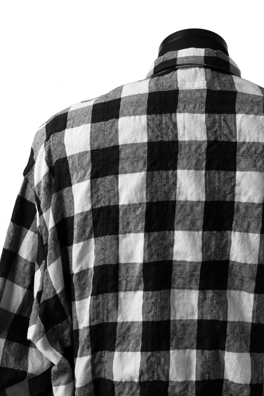 画像をギャラリービューアに読み込む, A.F ARTEFACT &quot;cell&quot; LONG GOWN CHECK SHIRT (BLACK x WHITE)