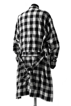 画像をギャラリービューアに読み込む, A.F ARTEFACT &quot;cell&quot; LONG GOWN CHECK SHIRT (BLACK x WHITE)