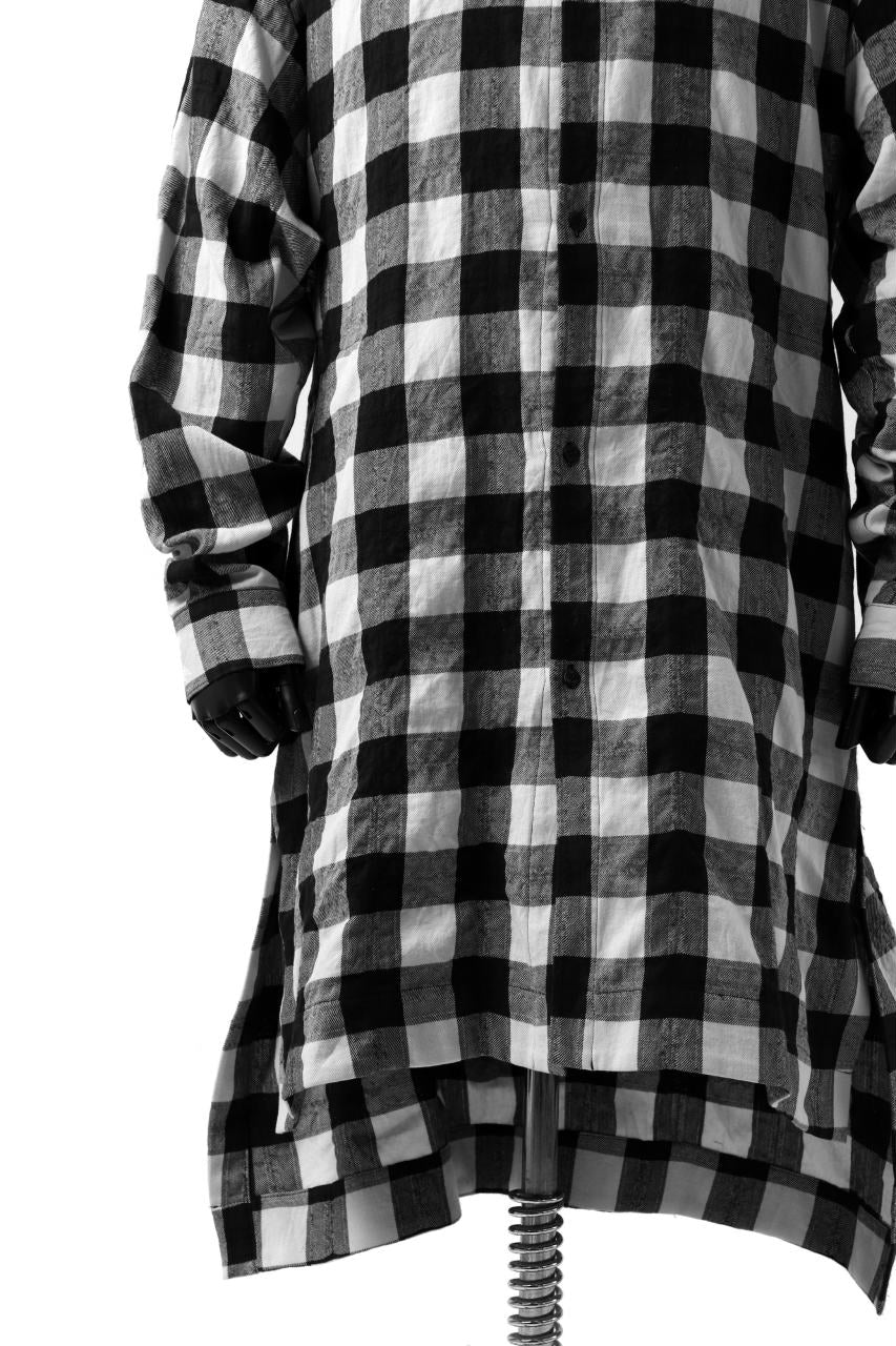 A.F ARTEFACT "Trunk-Show" CELL LONG GOWN CHECK SHIRT (BLACK x WHITE)