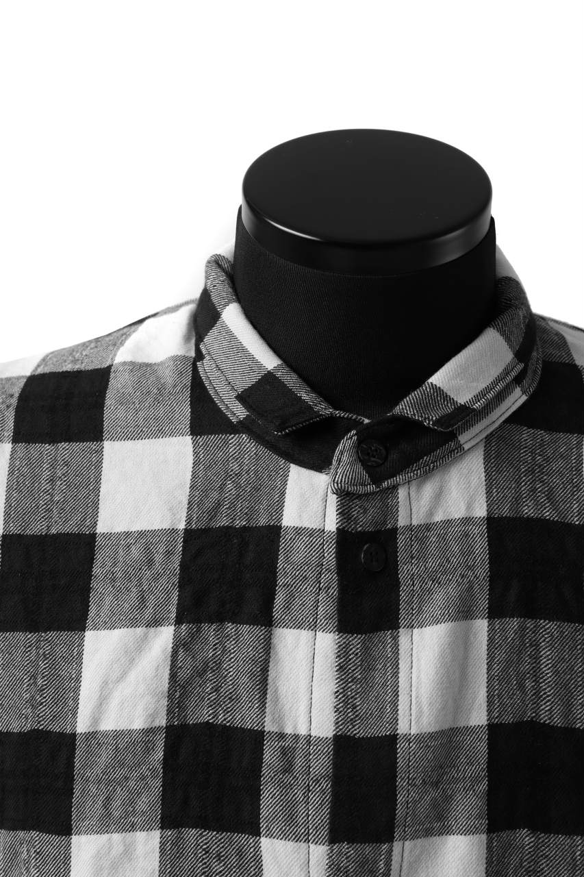 A.F ARTEFACT "cell" LONG GOWN CHECK SHIRT (BLACK x WHITE)