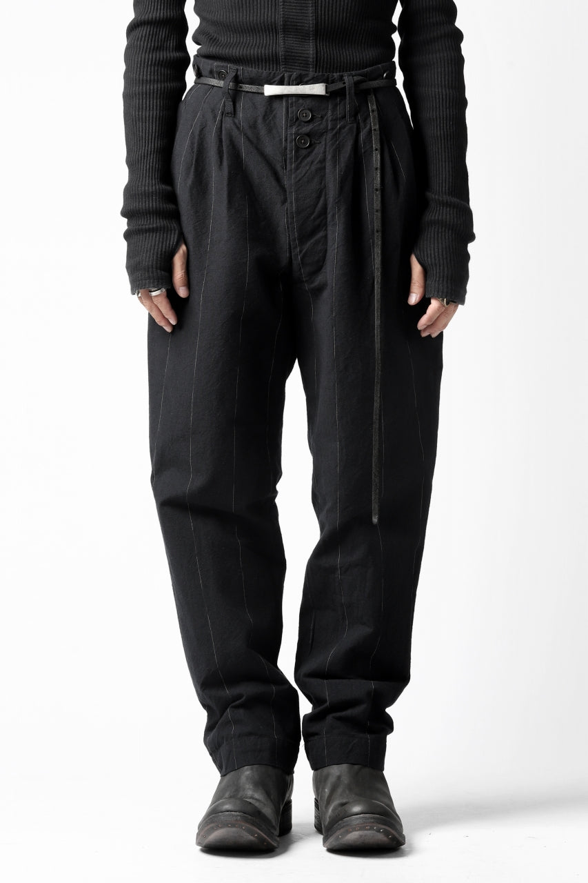 KLASICA MORROW-OCN TAPERED TROUSERS / IKAT DYED STRIPE COTTON  (CARBON)