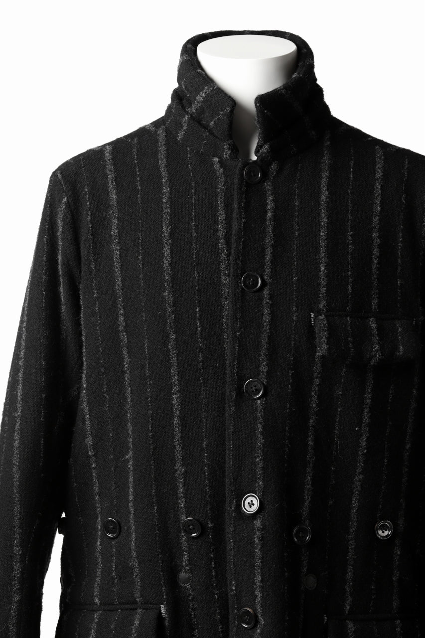 daska x LOOM exclucive long coat / bouclé stripe (BLACK)
