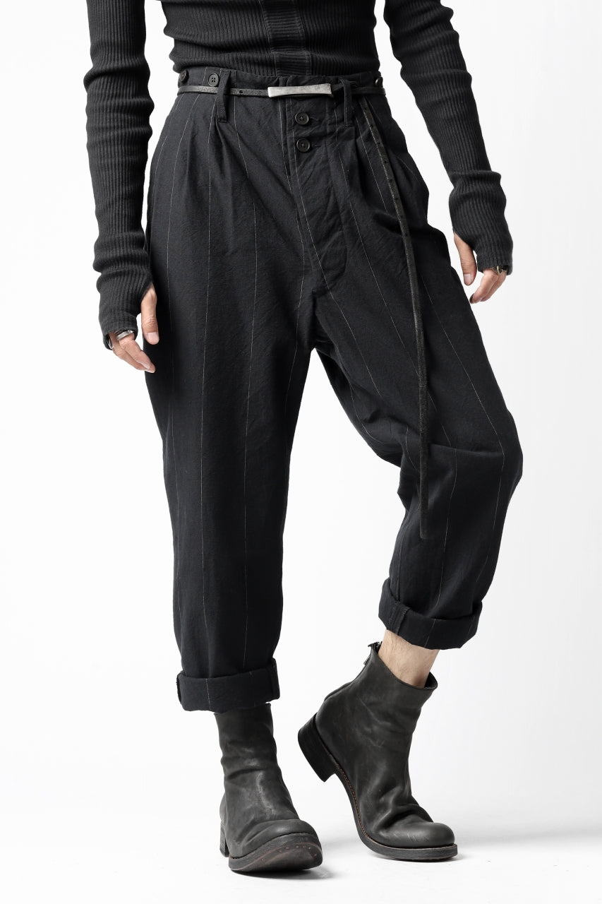 Load image into Gallery viewer, KLASICA MORROW-OCN TAPERED TROUSERS / IKAT DYED STRIPE COTTON  (CARBON)