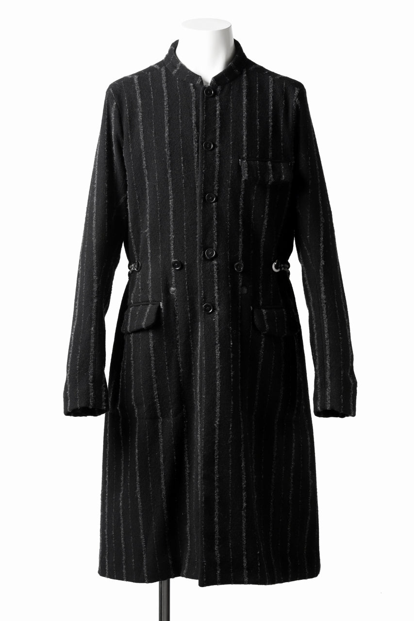 Load image into Gallery viewer, daska x LOOM exclucive long coat / bouclé stripe (BLACK)