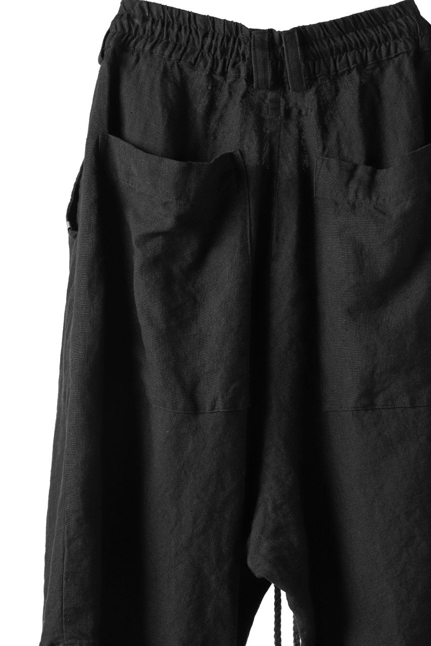 _vital tucked volume short pants / washer organic soft linen (BLACK)