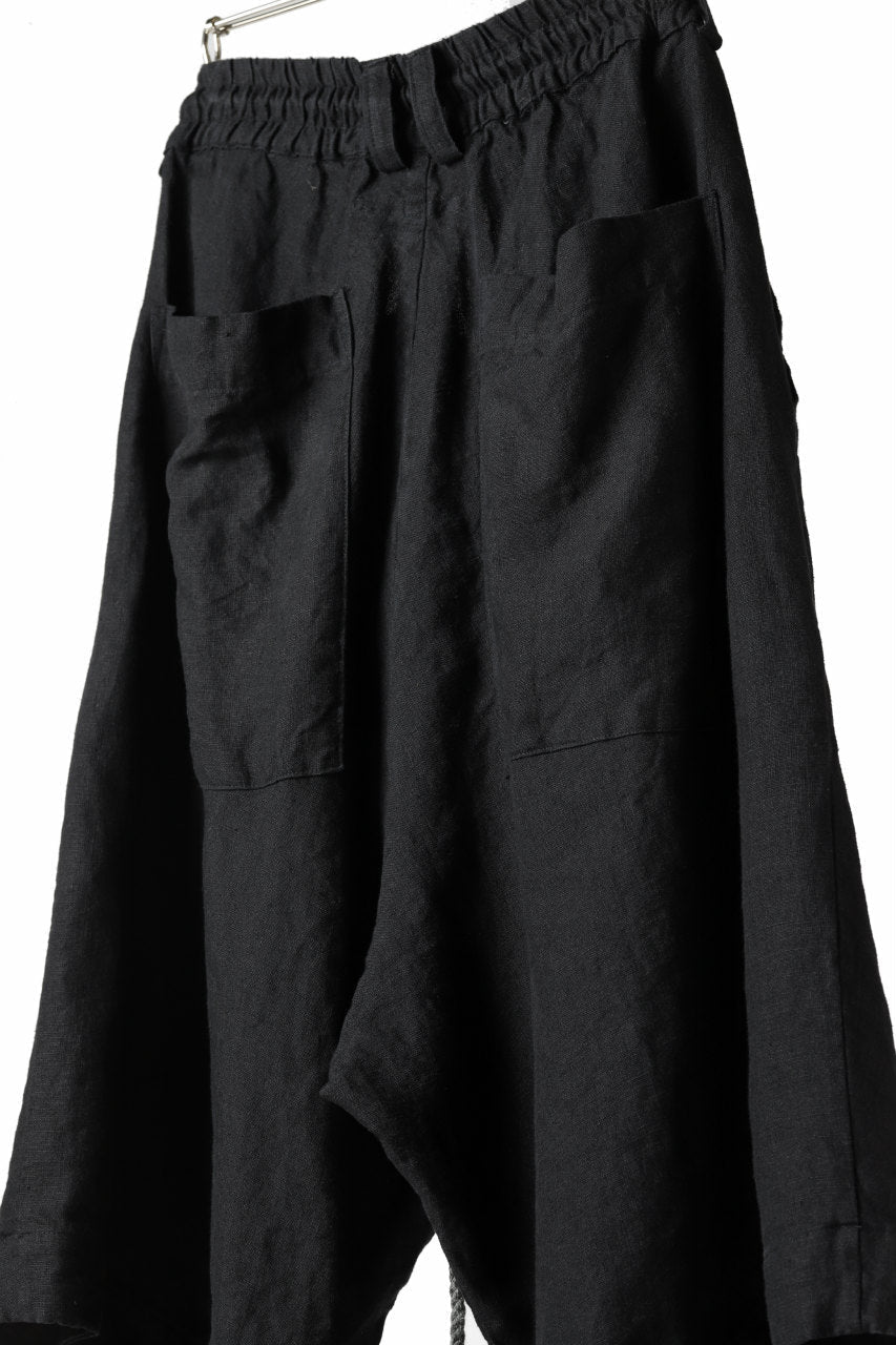 _vital tucked volume short pants / washer organic soft linen (BLACK)