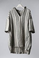 vital half collar tunica tops (organic linen stripe)