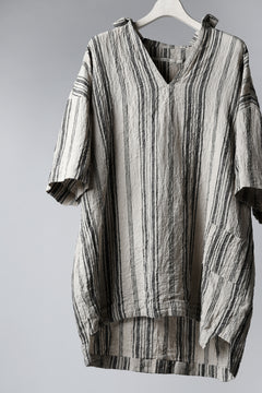 Load image into Gallery viewer, vital half collar tunica tops (organic linen stripe)