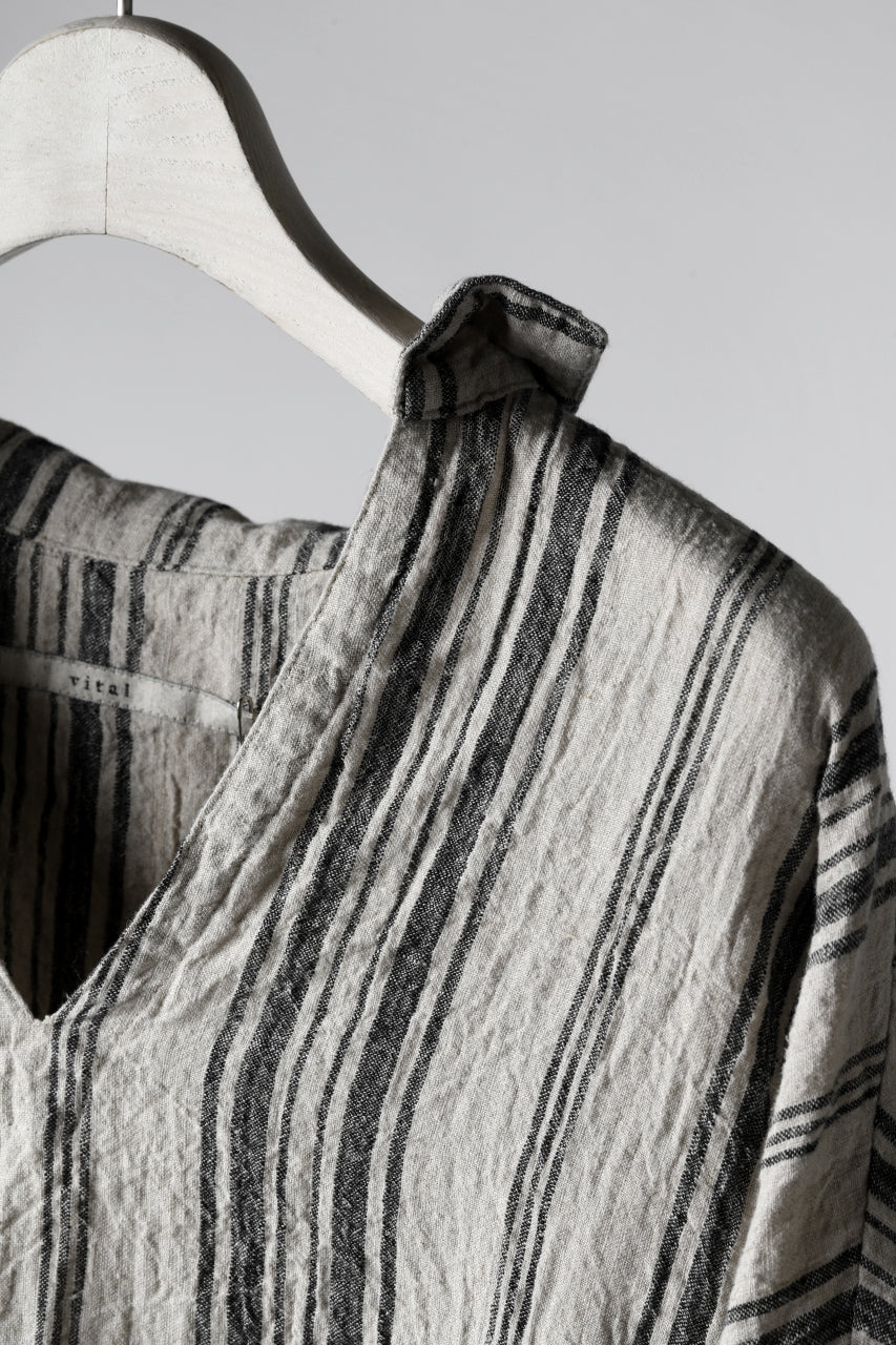 画像をギャラリービューアに読み込む, vital half collar tunica tops (organic linen stripe)