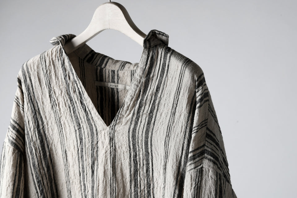Load image into Gallery viewer, vital half collar tunica tops (organic linen stripe)