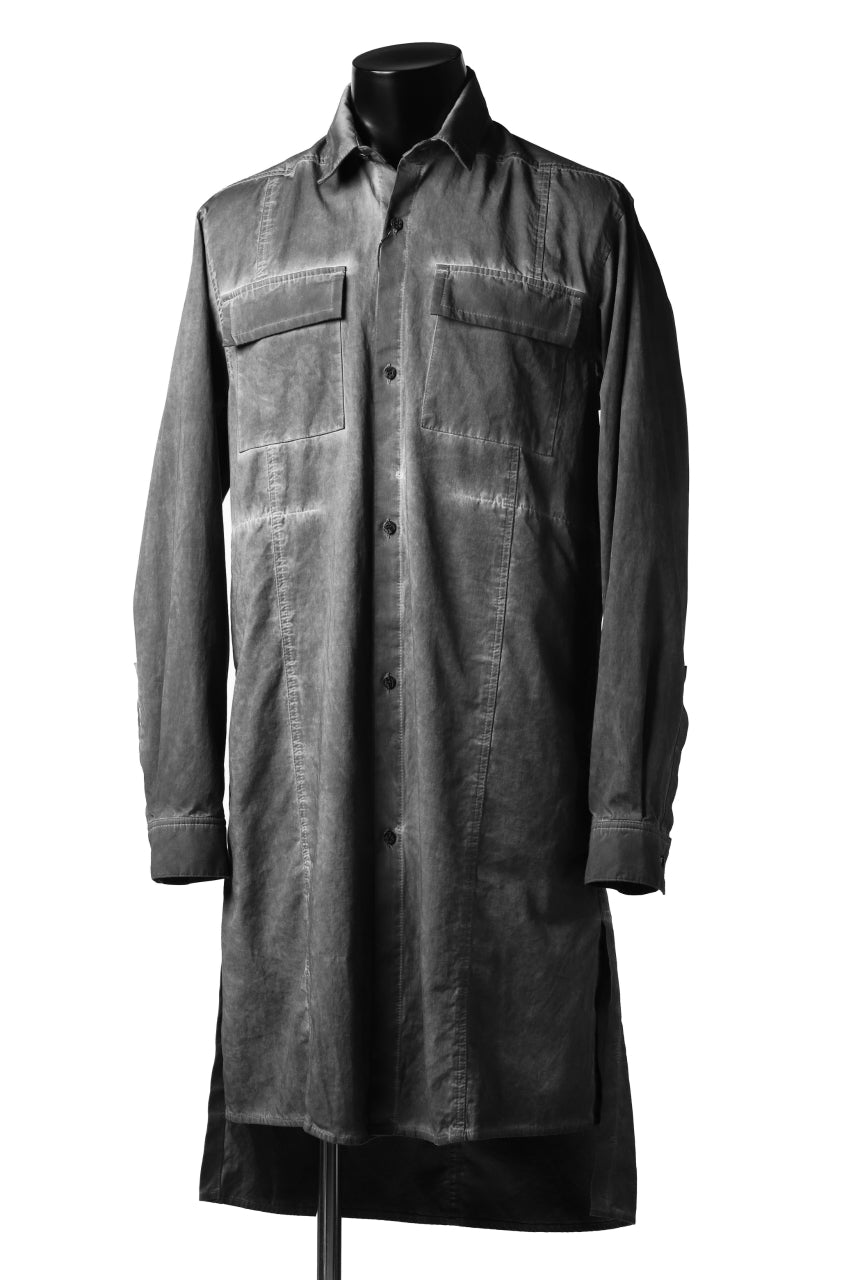 A.F ARTEFACT MILITARY LONG SHIRT / COLD DYED (GREY)