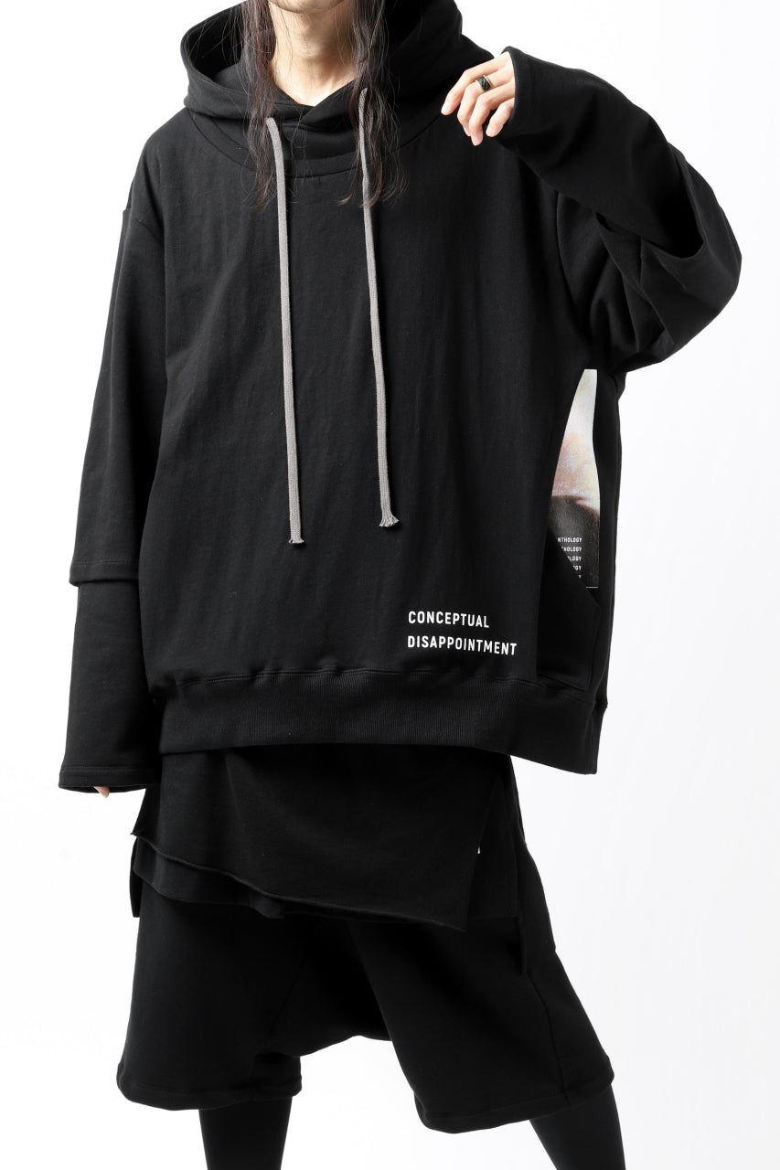 A.F ARTEFACT "Trunk-Show" BEHIND DOCKING LAYERED TEE HOODIE (BLACK)