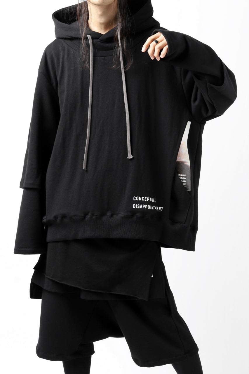 A.F ARTEFACT "Trunk-Show" BEHIND DOCKING LAYERED TEE HOODIE (BLACK)