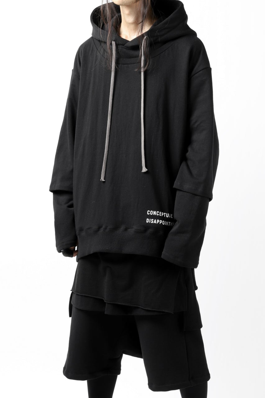 A.F ARTEFACT "Trunk-Show" BEHIND DOCKING LAYERED TEE HOODIE (BLACK)