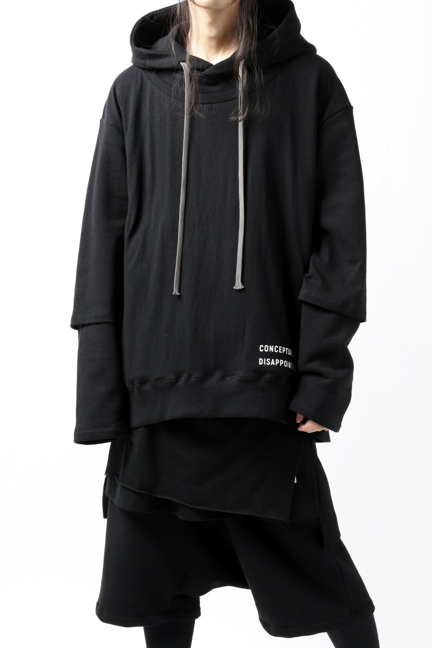 A.F ARTEFACT "Trunk-Show" BEHIND DOCKING LAYERED TEE HOODIE (BLACK)