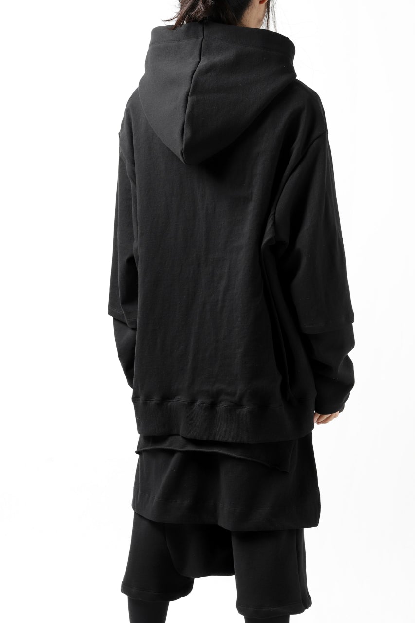 A.F ARTEFACT "Trunk-Show" BEHIND DOCKING LAYERED TEE HOODIE (BLACK)