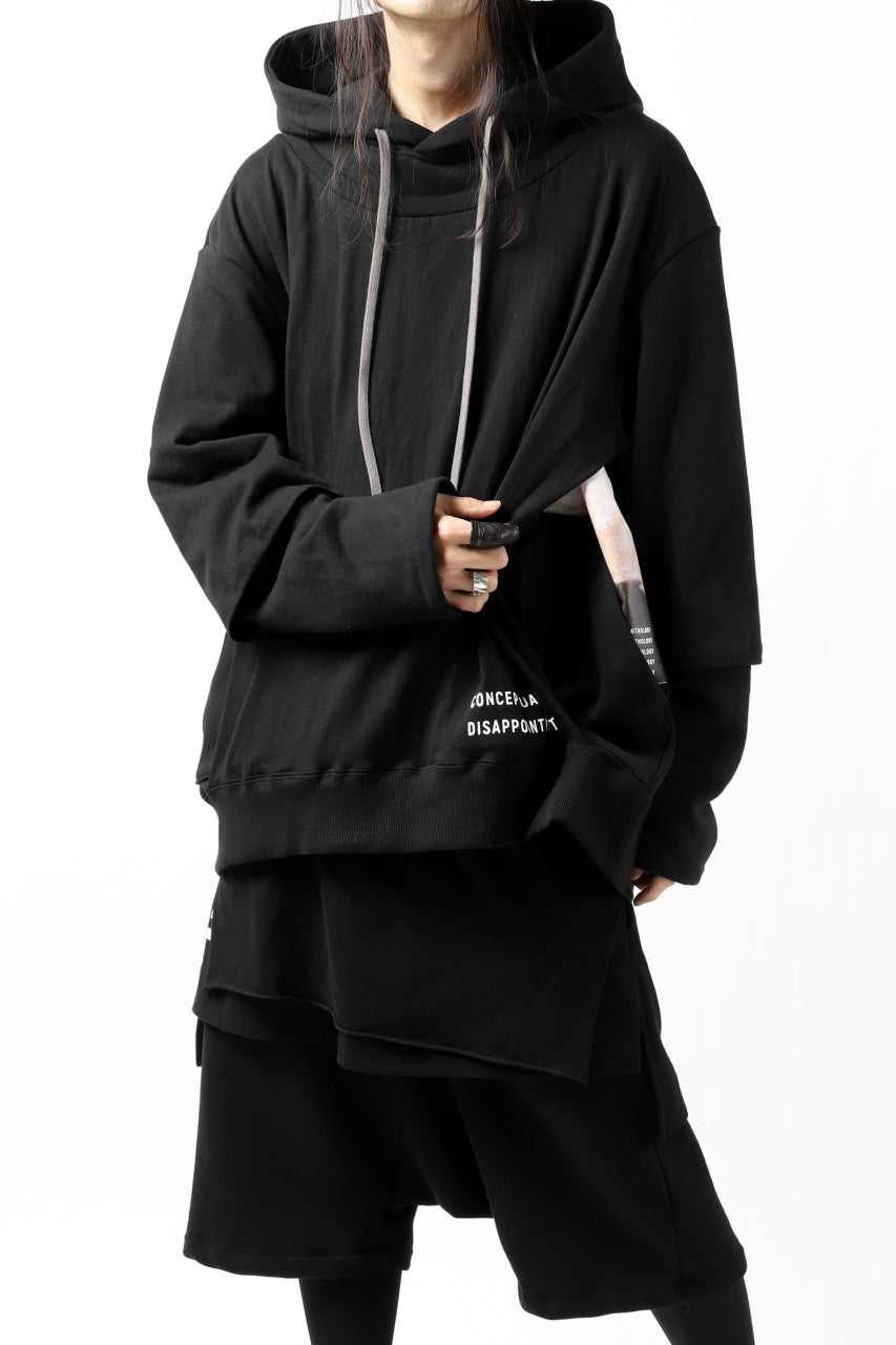 A.F ARTEFACT "Trunk-Show" BEHIND DOCKING LAYERED TEE HOODIE (BLACK)